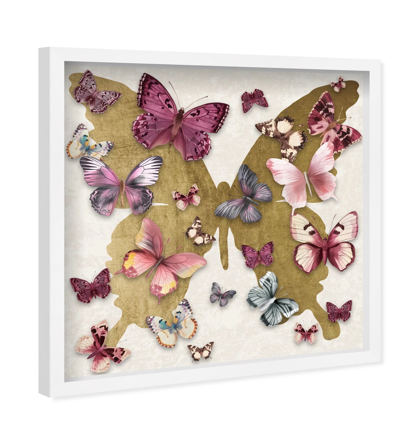 Butterfly Pins Merlot Wall Art in White Frame