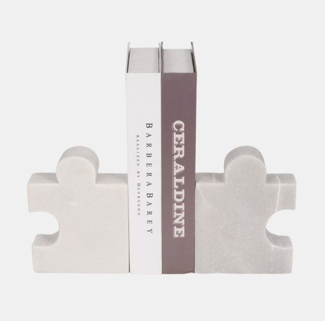 Puzzle Piece Bookends - White