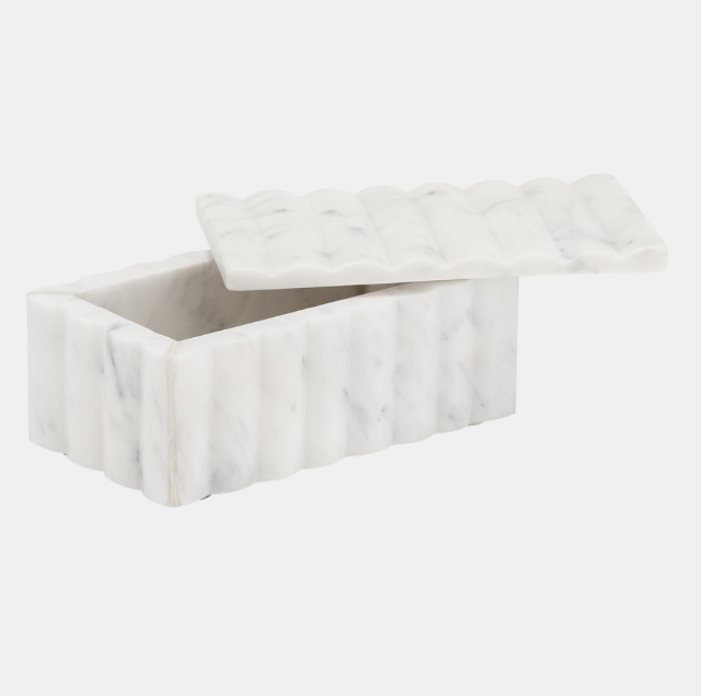Marble Ridged Box - White