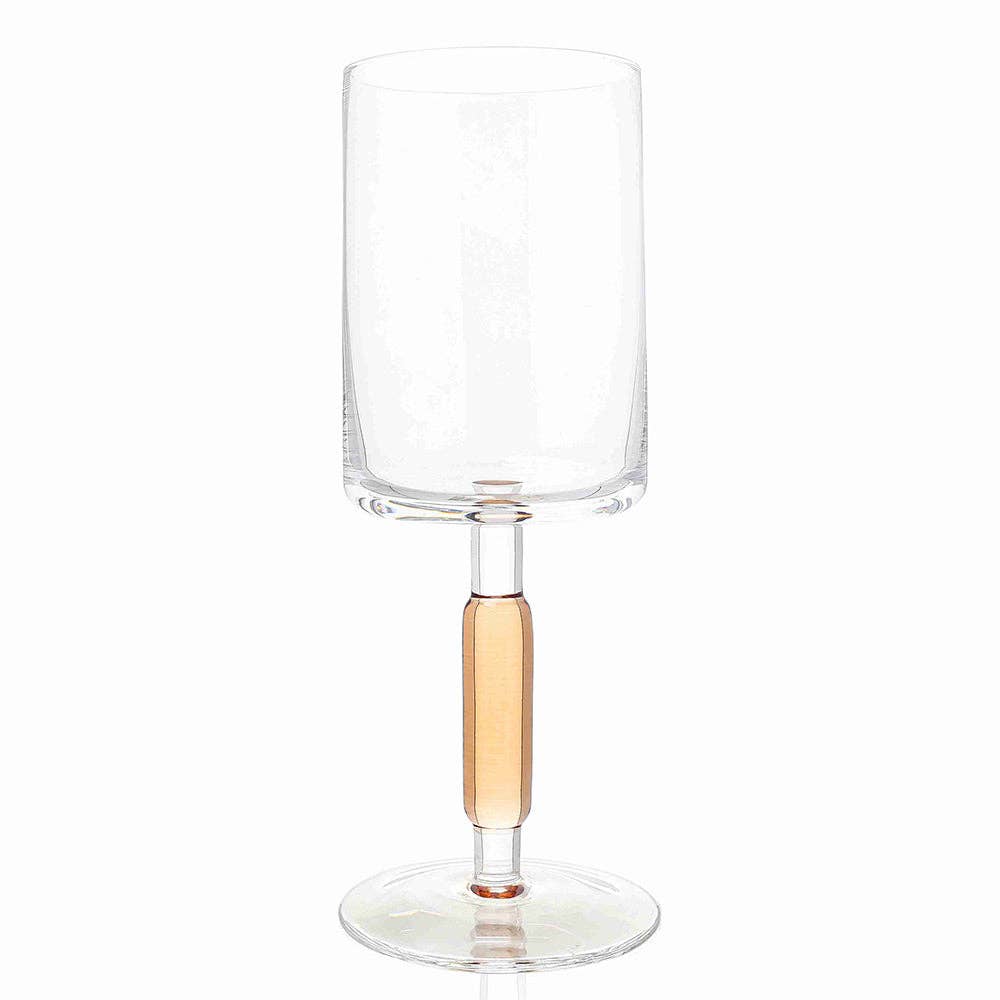 Green & PInk Stem Wine Glasses 6pk