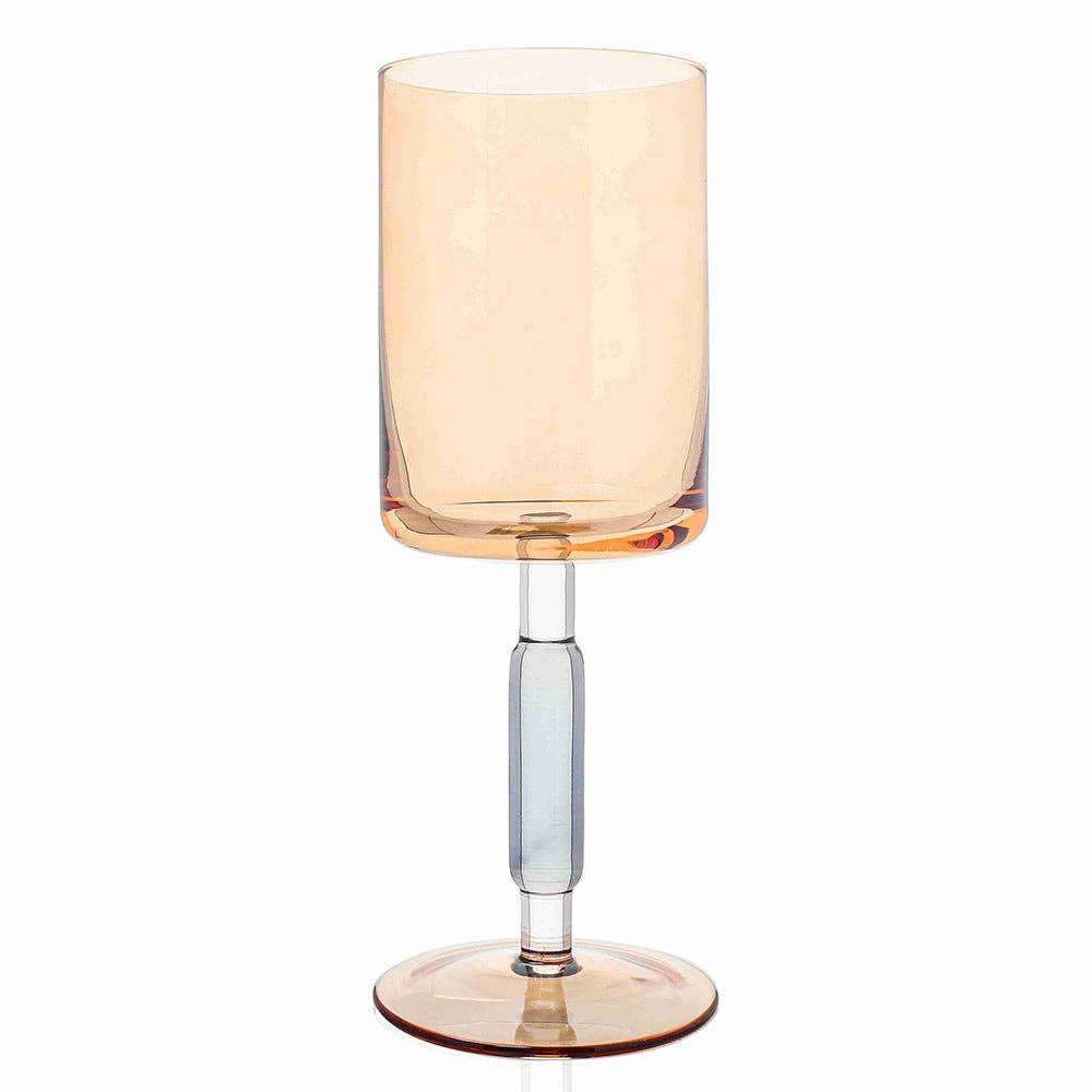Green & PInk Stem Wine Glasses 6pk