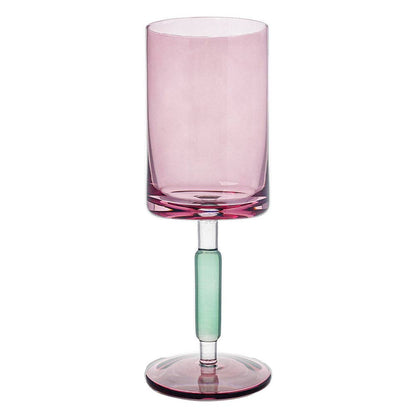 Green & PInk Stem Wine Glasses 6pk