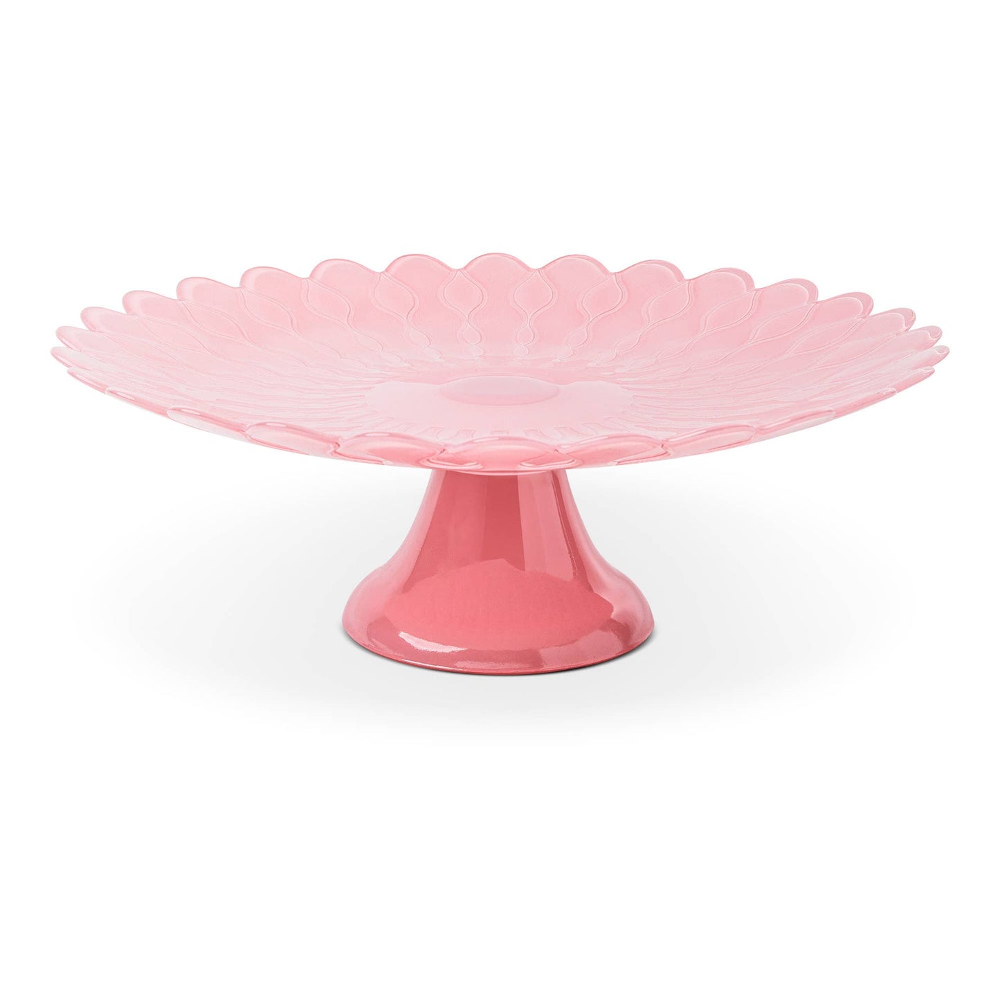 13" Scalloped Daisy Cake Stand - Salmon Rose