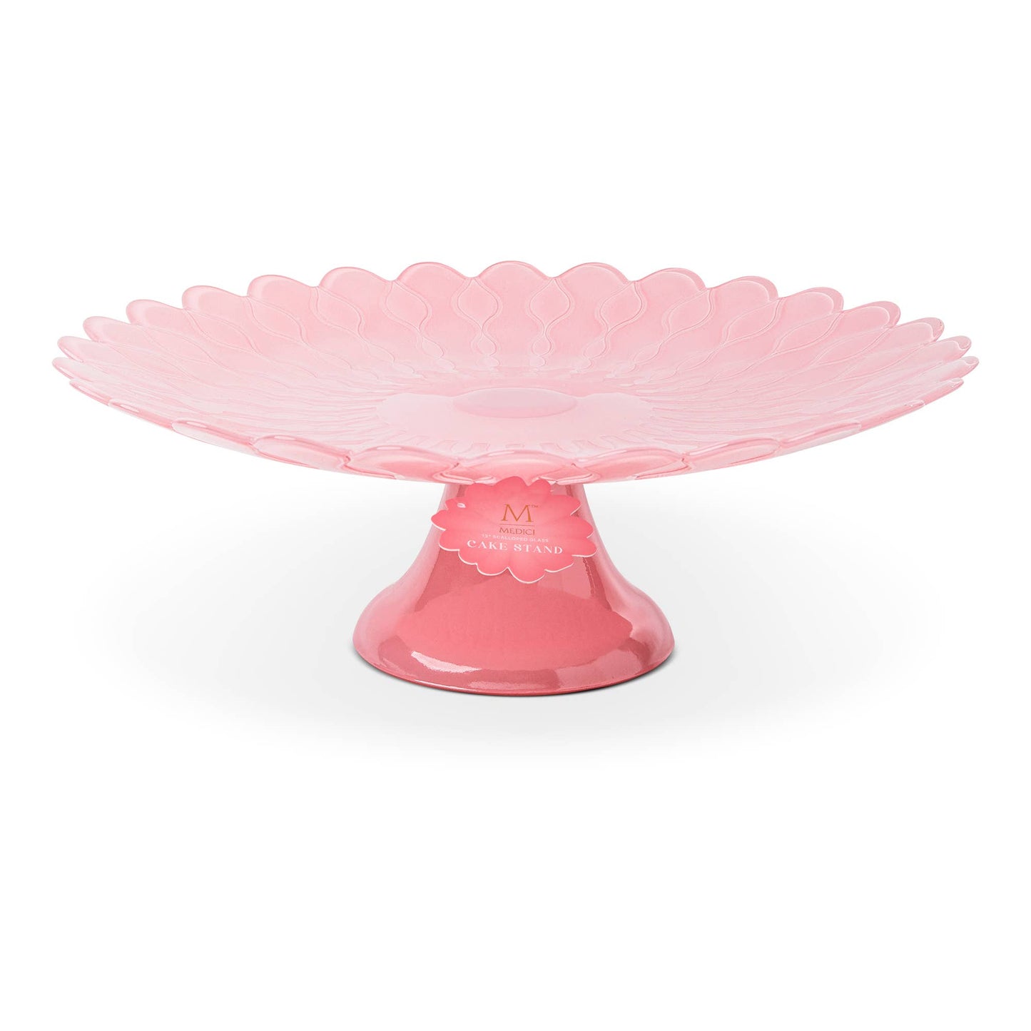 13" Scalloped Daisy Cake Stand - Salmon Rose