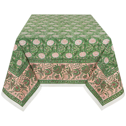 Peony Block Print Tablecloth 60 x 90 Inches