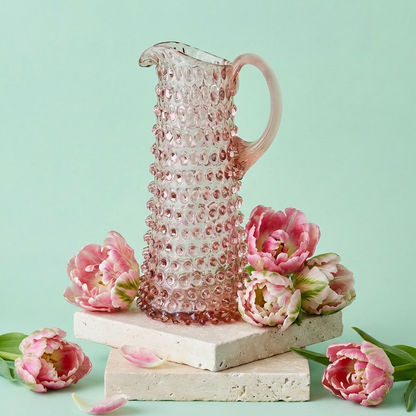 Tall Hobnail Jug | Petal Pink | 1.2L | Bohemia Crystal