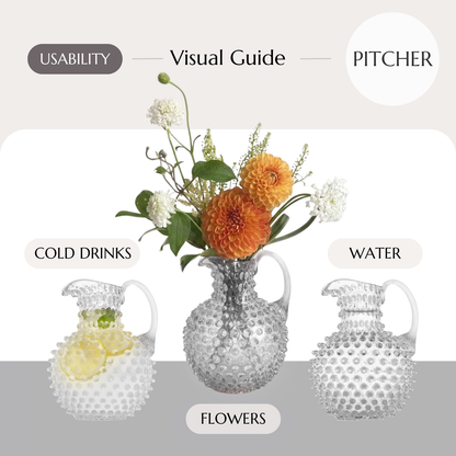 Hobnail Glass Pitcher | Smoky Amaro | 2L | Vintage Jug