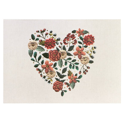 Boxed Notecard Set with Embroidered Heart Design