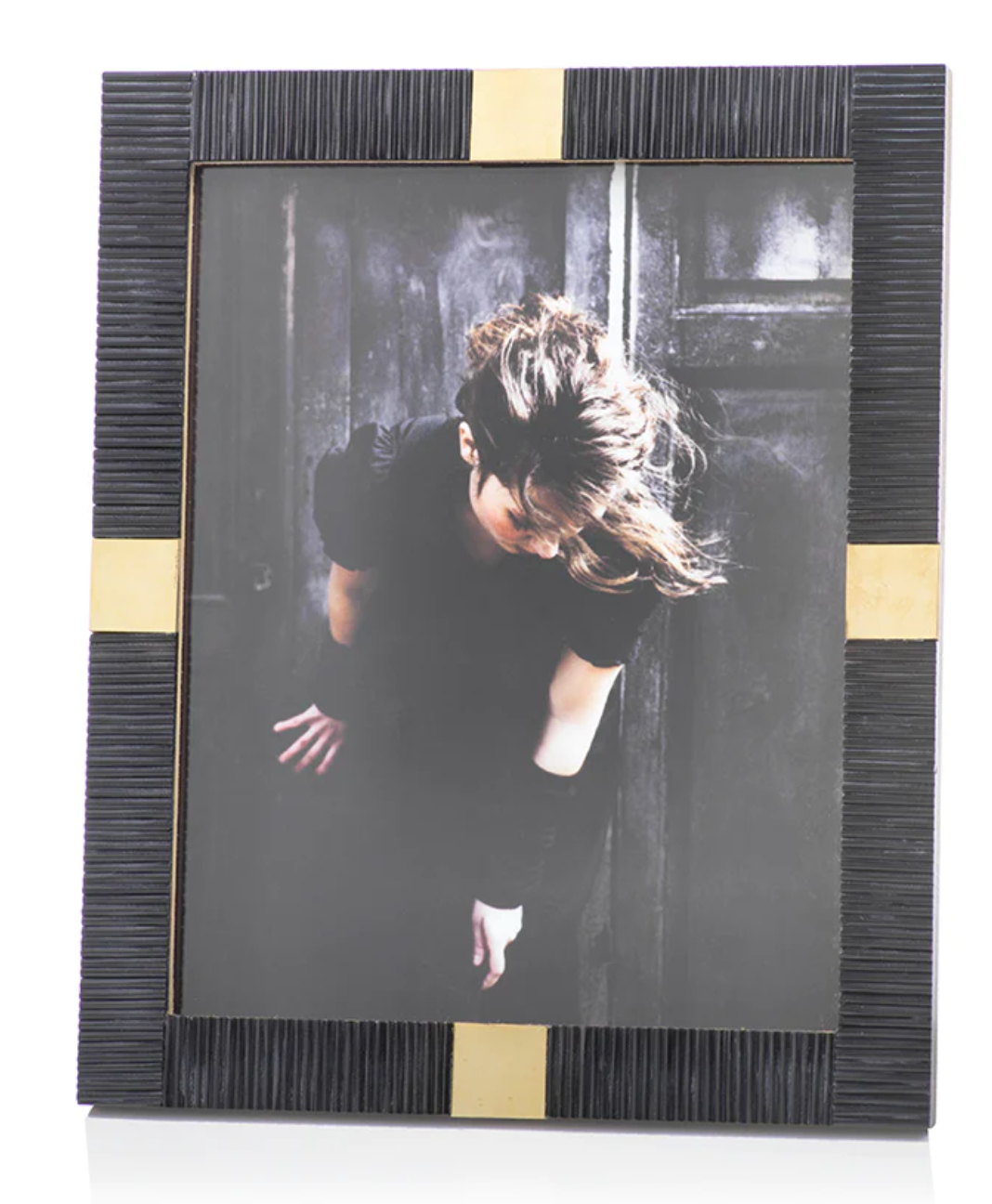 Maha Black Bone with Brass Trim Picture Frame- 8X10