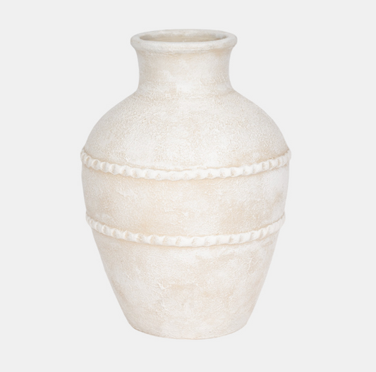 Traditional Textured Terracotta Vase - Ivory