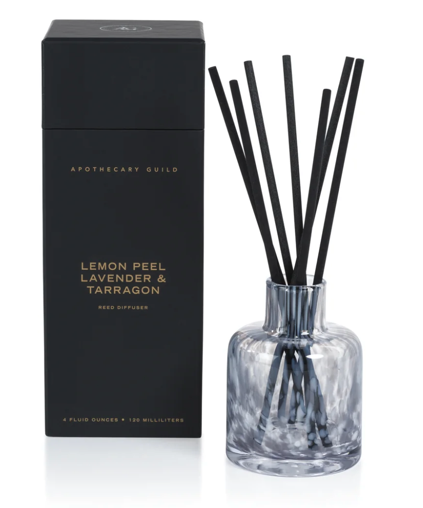 Apothecary Guild Opal Glass Reed Diffuser in Gift Box - Lemon Peel, Lavender & Tarragon