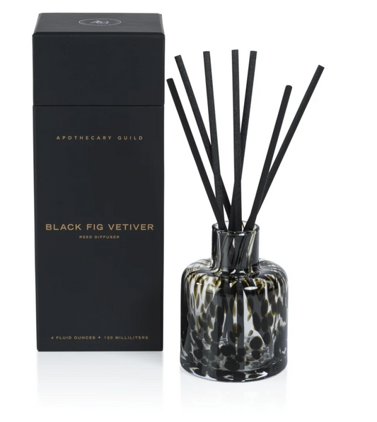 Apothecary Guild Opal Glass Reed Diffuser in Gift Box - Black Fig Vetiver