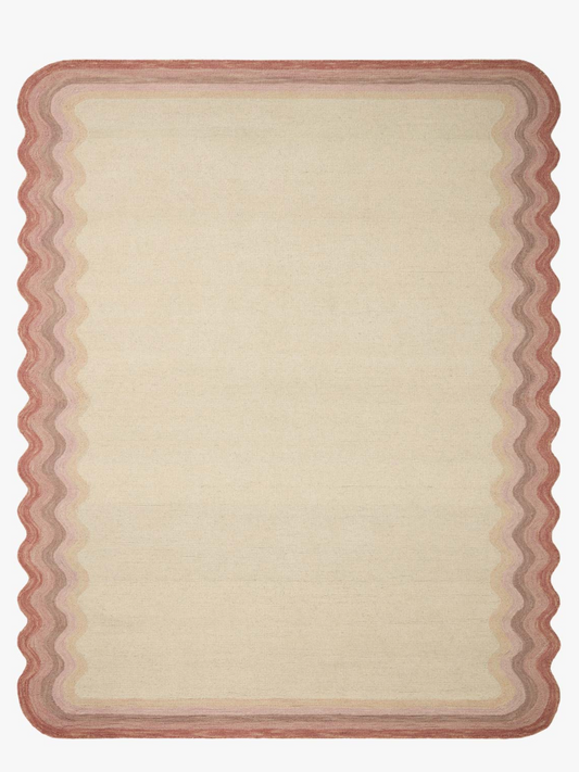 Ivory and Rose Wool Area Rug 7'-9" X 9'-9"