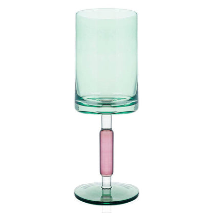 Green & PInk Stem Wine Glasses 6pk