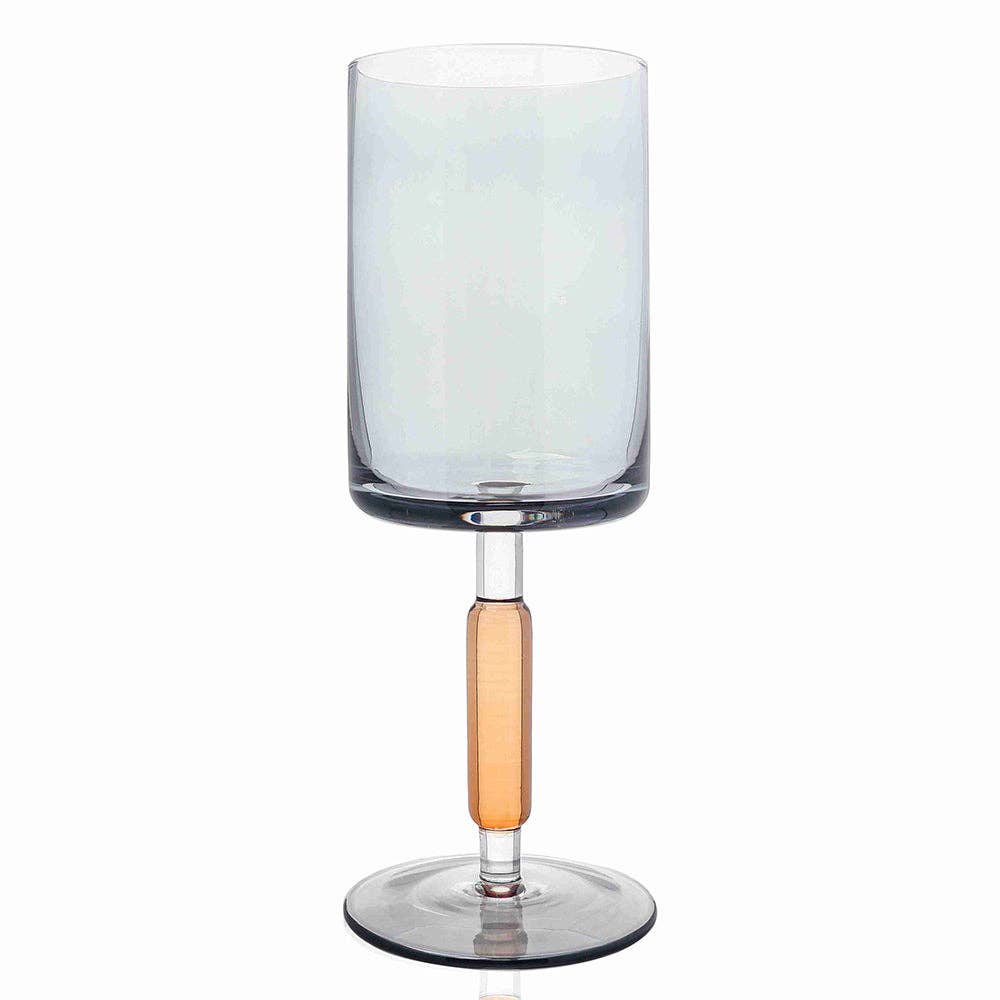 Green & PInk Stem Wine Glasses 6pk