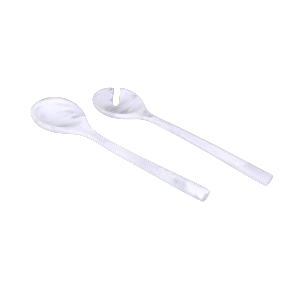 Resin White Swirl Salad Servers